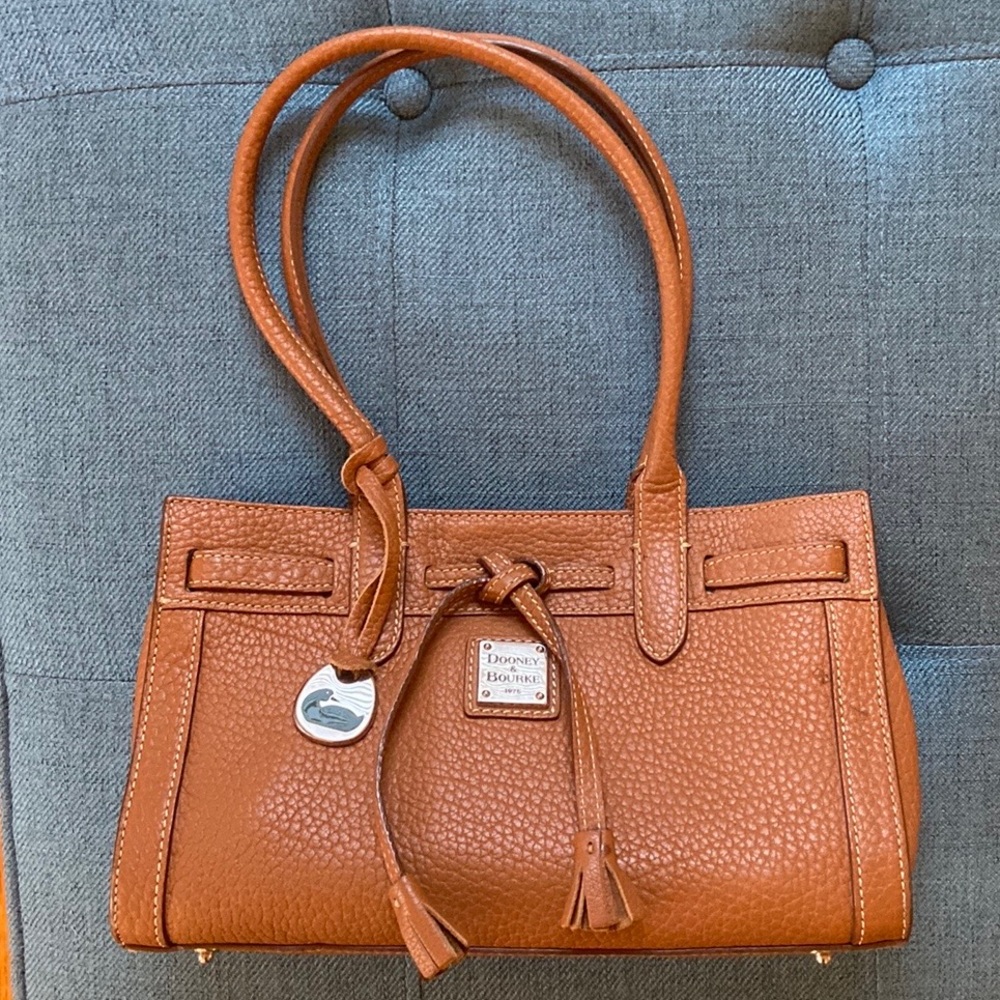 Dooney & Bourke Vintage Leather Brown cognac handbag purse mini satchel